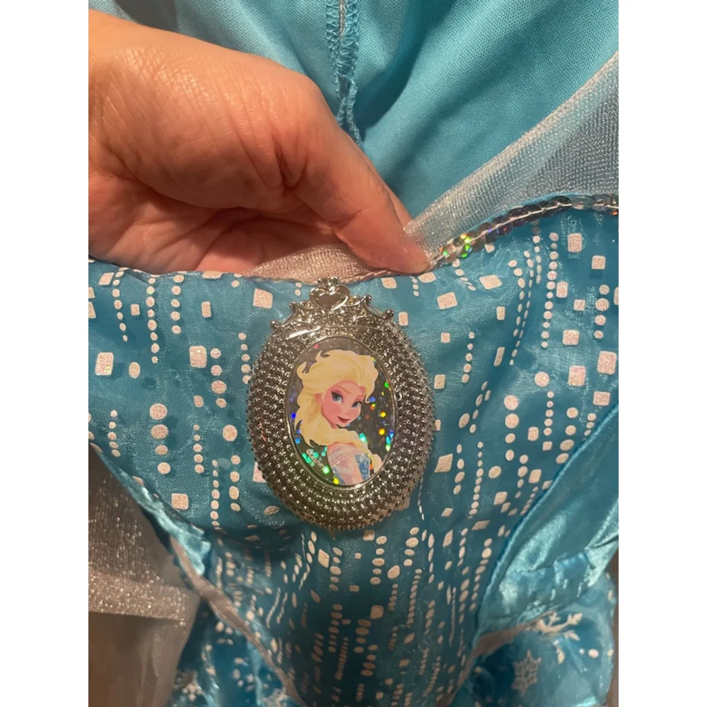 Disney Frozen Elsa Princess Dress Blue Snowflake Gown with Cape Girls Halloween